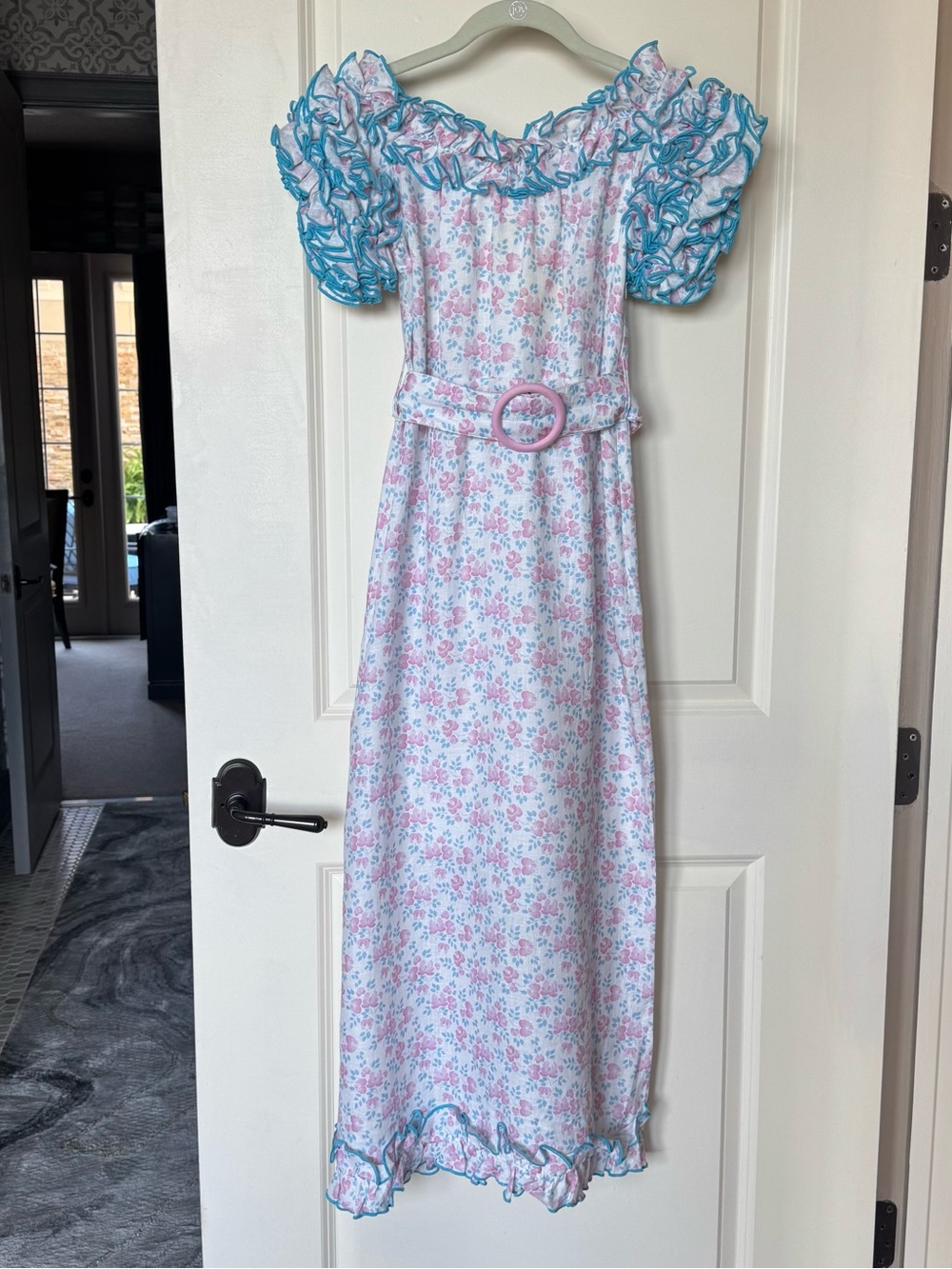 Gul Hurgel Floral Ruffle maxi Dress, Sz S